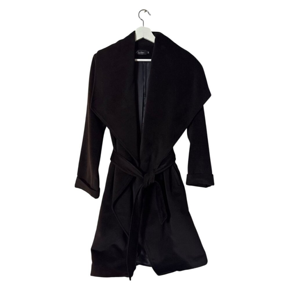 Balivi Womens Brown Wool & Viscose Wrap Coat Made In Italy